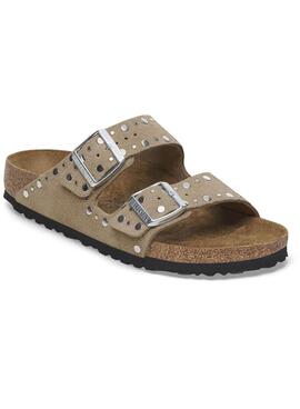 Sandales Birkenstock Arizona Rivet beige pour femme