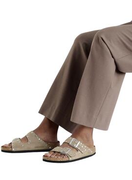 Sandales Birkenstock Arizona Rivet beige pour femme