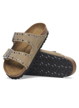 Sandales Birkenstock Arizona Rivet beige pour femme