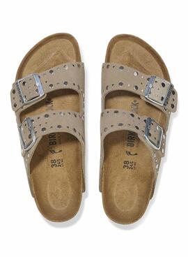 Sandales Birkenstock Arizona Rivet beige pour femme