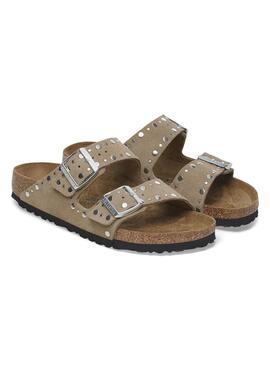 Sandales Birkenstock Arizona Rivet beige pour femme