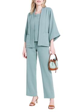 Veste Naf Naf kimono vert pour femme