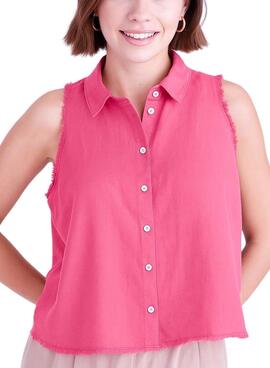Chemise Naf Naf délavée rose pour femme