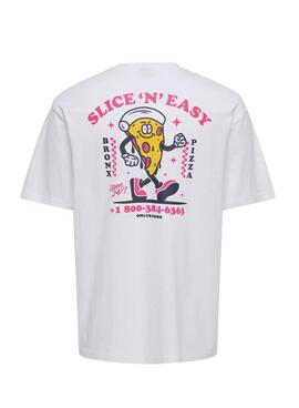 T-shirt Only and Sons Tristan Pizza blanc pour homme