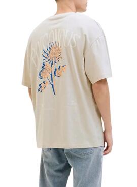 T-shirt Jack and Jones Charge beige pour homme