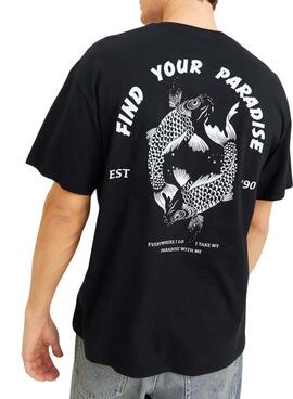 Camiseta Jack and Jones Charge noire pour homme.