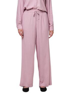 Pantalon Pieces Pia Wide rose pour femme