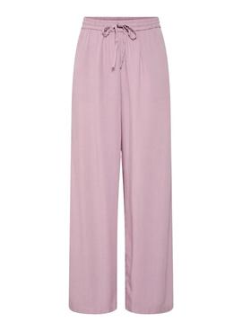 Pantalon Pieces Pia Wide rose pour femme