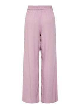 Pantalon Pieces Pia Wide rose pour femme