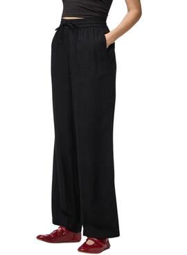 Pantalon Pieces Pia Wide noir pour femme