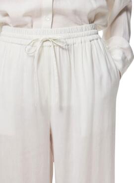 Pantalon Pieces Pia Wide blanc pour femme