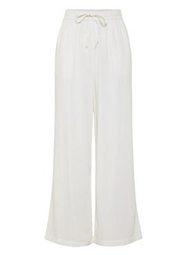 Pantalon Pieces Pia Wide blanc pour femme