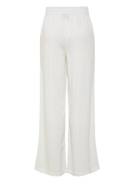 Pantalon Pieces Pia Wide blanc pour femme