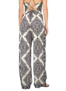 Pantalon Only Hairon ethnique blanc et noir pour femme.