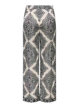Pantalon Only Hairon ethnique blanc et noir pour femme.