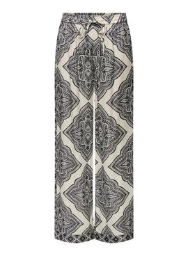 Pantalon Only Hairon ethnique blanc et noir pour femme.