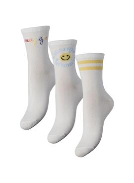 Paquete de calcetines Pieces Tamera blanco para mujer.