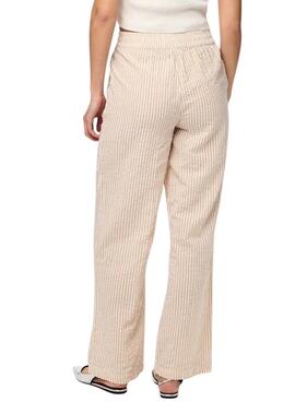 Pantalon Pieces Sally à rayures toastées pour femme.