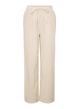 Pantalon Pieces Sally à rayures toastées pour femme.
