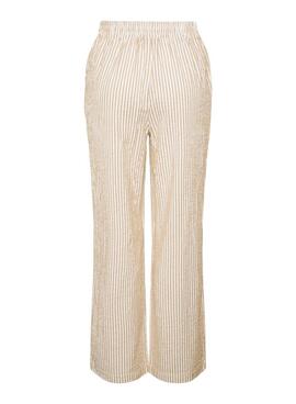 Pantalon Pieces Sally à rayures toastées pour femme.