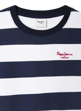 Sweatshirt Pepe Jeans Vania rayures bleues et blanches fille
