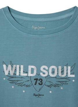 T-shirt Pepe Jeans Thais turquoise pour fille