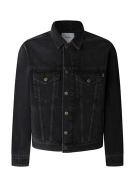 Veste en jean Pepe Jeans noire régulière pour homme.