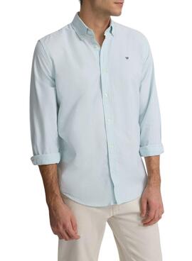 Chemise sport Oxford unie vert clair