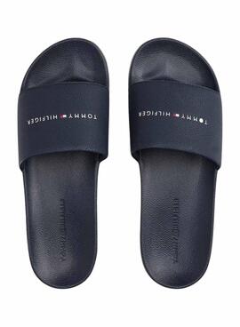 Tongs Tommy Hilfiger NYC bleu marine pour homme.
