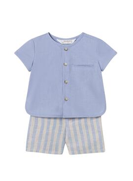 Ensemble Mayoral chemise et short bleu pour bébé.