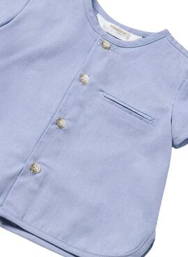 Ensemble Mayoral chemise et short bleu pour bébé.