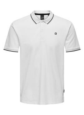 Polo blanc Only and Sons Fletcher pour homme