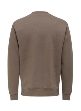 Sweat à capuche Only and Sons Dawson marron pour homme.