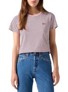 T-shirt Levi's Perfect Tee Stripes rose pour femme