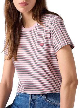 T-shirt Levi's Perfect Tee Stripes rose pour femme