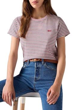 T-shirt Levi's Perfect Tee Stripes rose pour femme
