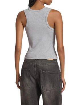 T-shirt Calvin Klein Jeans Woven Label gris pour femme