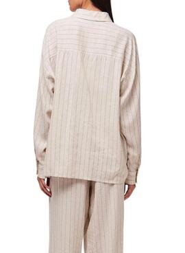 Chemise oversize beige Pieces Pia pour femme