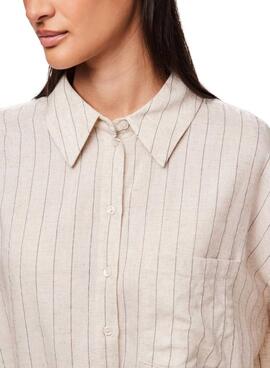 Chemise oversize beige Pieces Pia pour femme