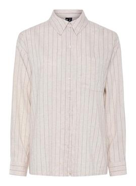 Chemise oversize beige Pieces Pia pour femme