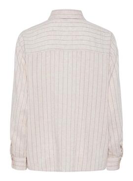 Chemise oversize beige Pieces Pia pour femme
