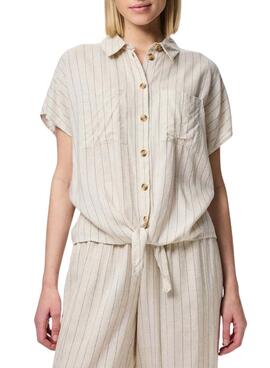 Chemise Pieces Pia à rayures beige pour femme