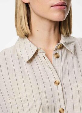 Chemise Pieces Pia à rayures beige pour femme