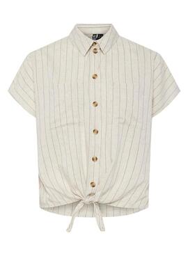 Chemise Pieces Pia à rayures beige pour femme
