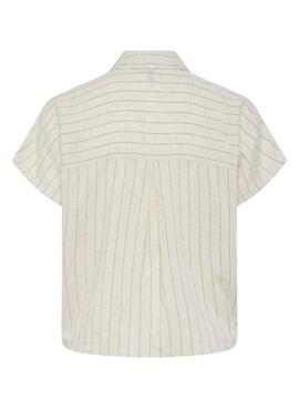 Chemise Pieces Pia à rayures beige pour femme