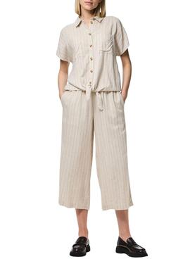 Chemise Pieces Pia à rayures beige pour femme