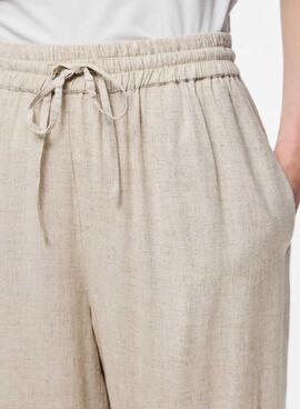 Pantalon Pieces Pia Wide beige pour femme