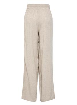 Pantalon Pieces Pia Wide beige pour femme