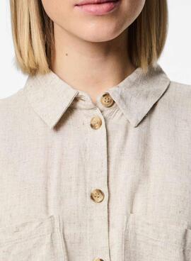 Chemise Pieces Pia beige pour femme