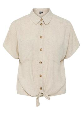 Chemise Pieces Pia beige pour femme
